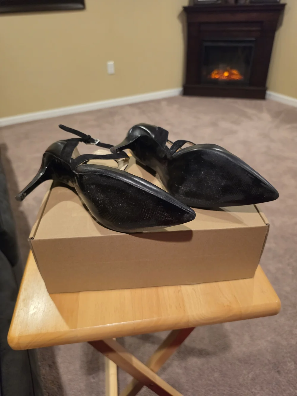 Nine West Black Pointed-Toe Cross-Strap Heels